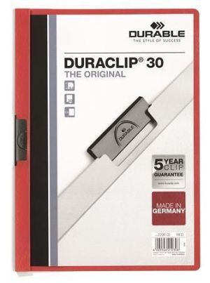 Desky s rychlovazačem "DURACLIP® 30", červená, s klipem, A4, DURABLE