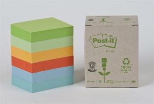 Samolepicí bloček, mix pastelových barev, 38x51 mm, 6x100 listů, recyklovaný, 3M POSTIT