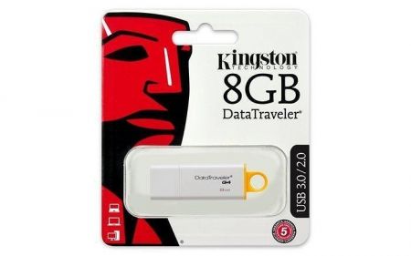 USB flash disk "DTI G4", žlutá, 8GB, USB 3.0, KINGSTON