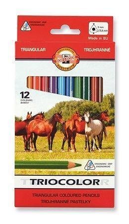 Barevné pastelky "Triocolour kůň 3142/12", 12ks, trojhranné, KOH-I-NOOR