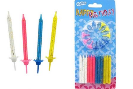 Svíčky narozeninové s glitrem 12ks+12