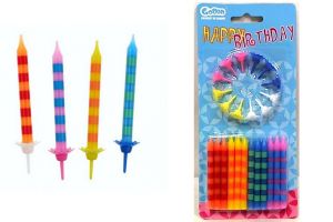 Svíčky dortové 24ks s proužkem