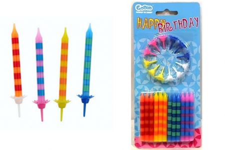 Svíčky dortové 24ks s proužkem