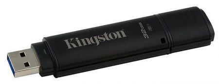 USB Flash disk "DT4000G2", černá, 32GB, USB 3.0, 250/40MB/s, šifrovaný, KINGSTON