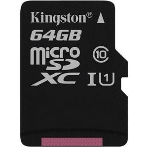 Paměťová karta microSDXC "Canvas Select", 64GB, Class 10/U1, 80/10 MB/s, KINGSTON
