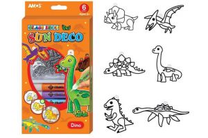 Sada barviček na sklo 6 barev 10,5ml+6 sklíček DINO