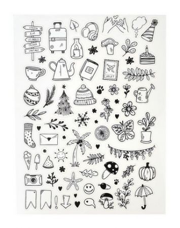 Samolepky černobílé, A4, mix motivů