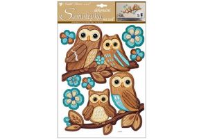 Samolepky na zeď sovy plastické 42x28 cm