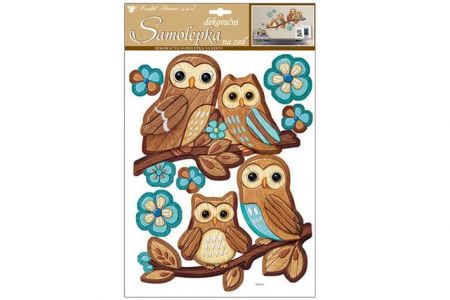 Samolepky na zeď sovy plastické 42x28 cm