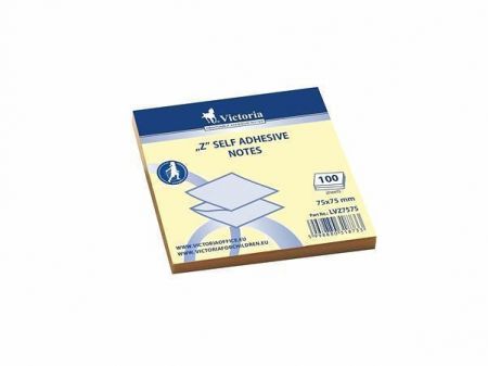 Samolepící bloček "Z", žlutá, 75x75 mm, 100 lístků, VICTORIA
