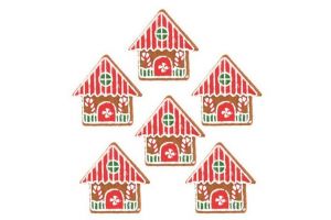 Domečky z filcu s klipem perník 4,5cm 6ks