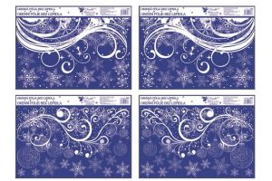 Okenní folie s glitrem bílé vlny a vlčky 38x30cm