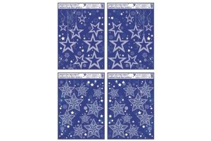 Okenní folie rohová s glitrm a sněhovým efektem hvězdy 38x30cm