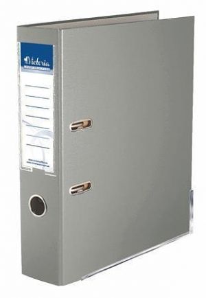 Pákový pořadač "Basic", šedý, 75 mm, A4, s ochranným spodním kováním, PP/karton, VICTORIA