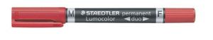 Permanentní popisovač "Lumocolor 348 Duo", červená, kuželový hrot, F/M, oboustranný, STAED
