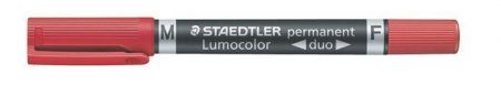 Permanentní popisovač "Lumocolor 348 Duo", červená, kuželový hrot, F/M, oboustranný, STAED
