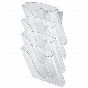 Držák na katalogy "Presenter", průhledná, 4 oddíly, včetně příslušenství k upevnění na zeď