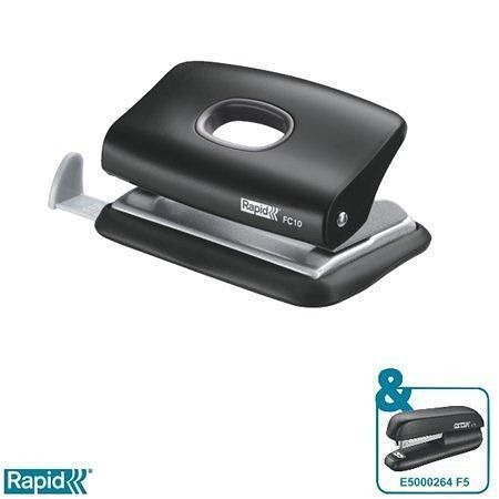 Děrovačka "FC10", černá, mini, 10 listů, RAPID