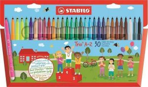 Fixy "Trio A-Z", sada, 30 různých barev, 0,7 mm, STABILO