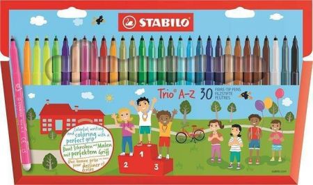 Fixy "Trio A-Z", sada, 30 různých barev, 0,7 mm, STABILO
