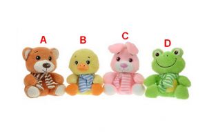 Zvířátko plyšové 15cm sedící se šálou 4 druhy