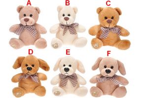 Zvířátko plyšové 11cm sedící s mašlí 6 druhů