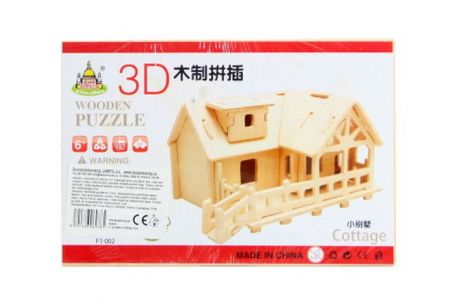 Puzzle dřevěné 3D dům