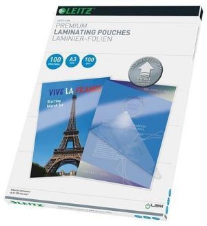 Laminovací fólie "iLam", čirá, 100 mikron, A3, lesklá, UDT technologie, LEITZ