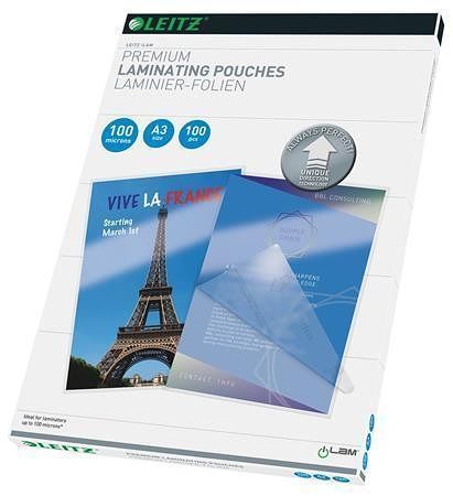 Laminovací fólie "iLam", čirá, 100 mikron, A3, lesklá, UDT technologie, LEITZ