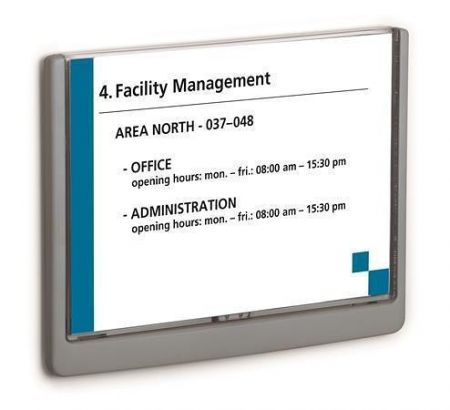 Informační tabulka "CLICK SIGN", šedá, 148,5x210 mm, DURABLE