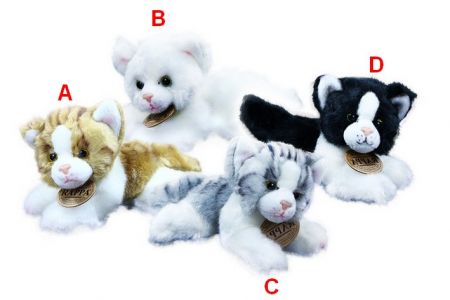 Plyšová kočka ležící, 4 druhy, 17 cm