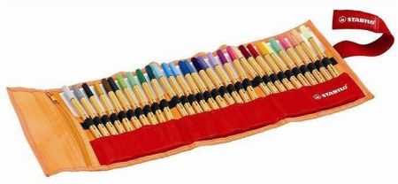 Liner "Point 88", 30 barev, 0,4 mm, základní a neonové barvy, rolovací pouzdro, STABILO