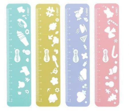 Pravítko a záložka "C-SR07", plast, 15cm, mix barev, COLOKIT