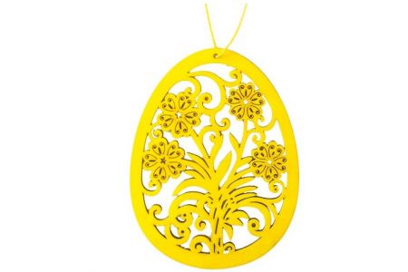 Dřevěné vajíčko na zavěšení žluté 10cm
