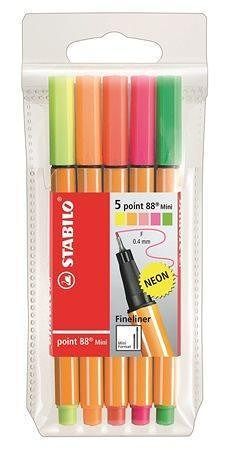 Fix - sada "Point 88 Mini Neon", 0,4 mm, STABILO , 5 různých barev
