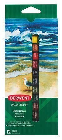 Temperové barvy "Academy", 12 ks, 12 ml, DERWENT