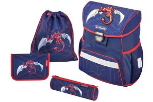 Školní aktovkový set LOOP Drak 4-dílný HERLITZ (Drak červený) (školní taška batohový set)