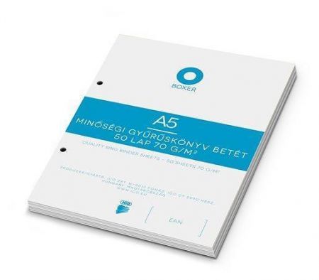 Náhradní listy do pořadače, bílá, A5, čtverečkované, 50 listů, BOXER