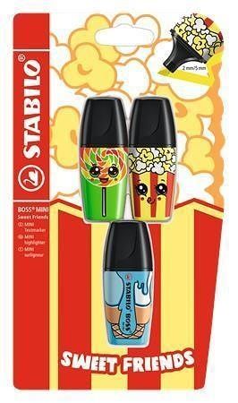 Zvýrazňovače "Boss Mini Sweet Friends", sada 3 barev, STABILO
