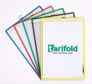 Závěsná prezentační kapsa, modrá, A4, kovový rámeček s okem na zavěšení, TARIFOLD