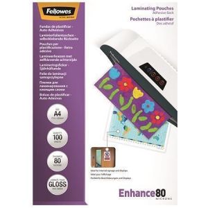 Laminovací fólie, lesklá, A4, 80 micron, samolepící, FELLOWES
