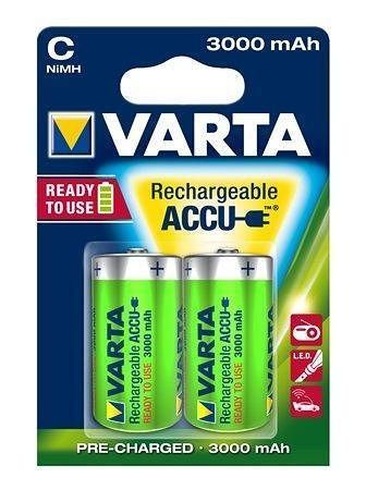 Nabíjecí baterie, C (malý monočlánek), 2x3000 mAh, přednabité, VARTA "Power Accu"
