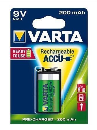 Nabíjecí baterie, 9V, 1x200 mAh, přednabité, VARTA "Power Accu"