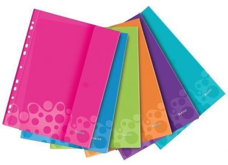 Závěsné kapsy "WOW", mix barev, A4, 200 mikron, uzavírání na suchý zip, LEITZ