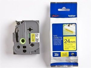 Páska, pevná, 24 mm x 8 m, BROTHER, žlutá-černá