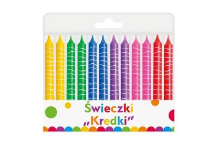 Svíčky dortové různobarevné, pruhované 12ks