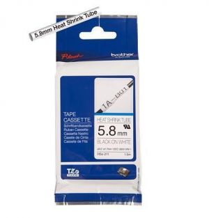TZ páska "HSe-211", bílá-černá, 5,8 mm x 1,5 m, smršťovací, BROTHER