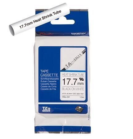 TZ páska "HSe-241", bílá-černá, 17,7 mm x 1,5 m, smršťovací, BROTHER