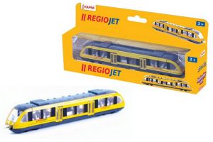 Vlak žlutý RegioJet regionální kov/plast