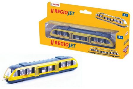 Vlak žlutý RegioJet regionální kov/plast